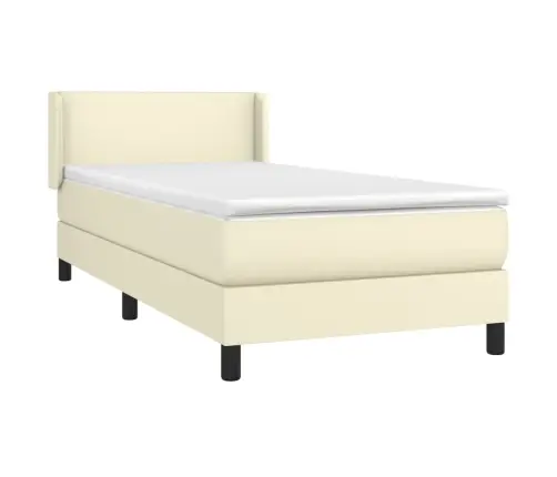 Lova Su Spyruoklėmis/Čiužiniu, Kreminė, 100X200cm Dirbtinė Oda