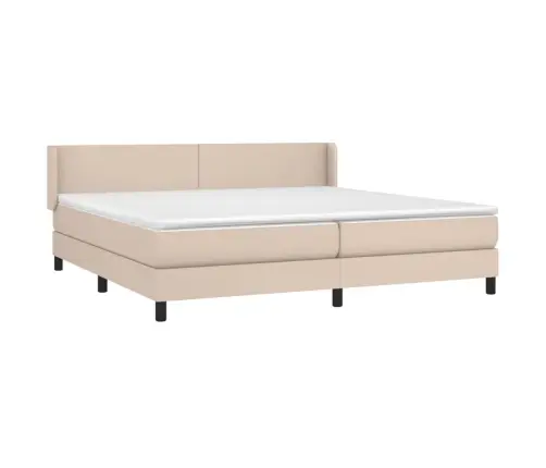 Atsperu Gulta Ar Matraci, Kapučīno, 200X200 Cm, Mākslīgā Āda Vidaxl