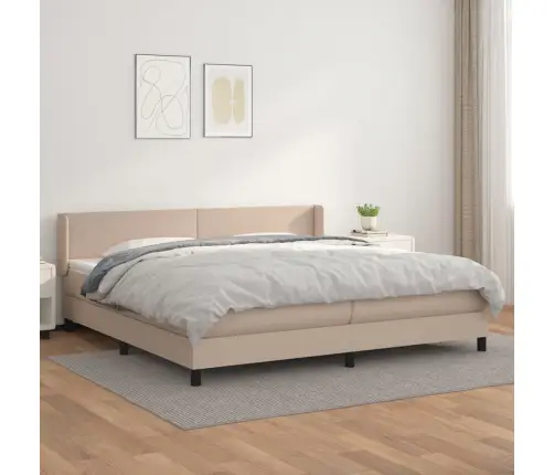 Atsperu Gulta Ar Matraci, Kapučīno, 200X200 Cm, Mākslīgā Āda Vidaxl