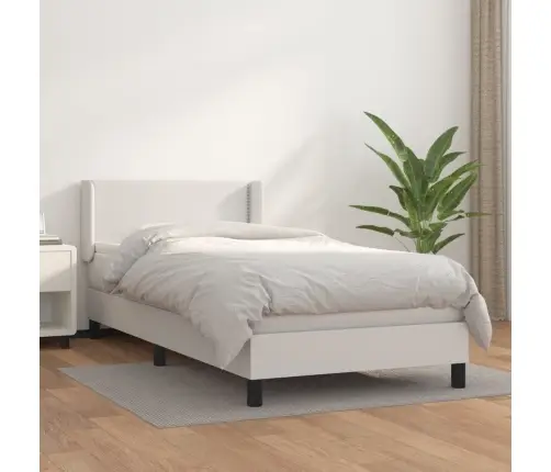 Atsperu Gulta Ar Matraci, Balta, 100X200 Cm, Mākslīgā Āda Vidaxl