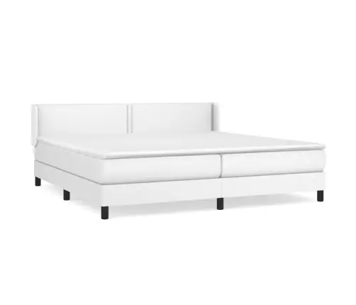 Atsperu Gulta Ar Matraci, Balta, 200X200 Cm, Mākslīgā Āda Vidaxl