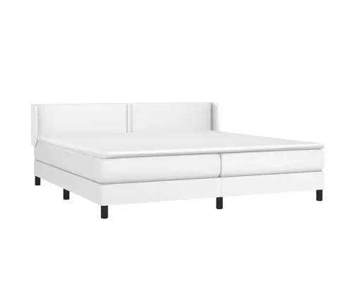 Atsperu Gulta Ar Matraci, Balta, 200X200 Cm, Mākslīgā Āda Vidaxl