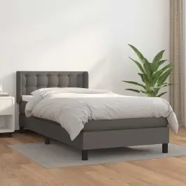 Atsperu Gulta Ar Matraci, Pelēka, 80X200 Cm, Mākslīgā Āda Vidaxl