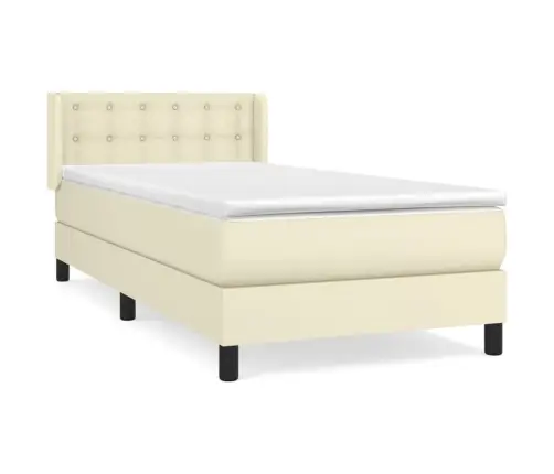 Atsperu Gulta Ar Matraci, Krēmkrāsas, 100X200 Cm, Mākslīgā Āda Vidaxl