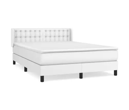 Atsperu Gulta Ar Matraci, Balta, 140X190 Cm, Mākslīgā Āda Vidaxl