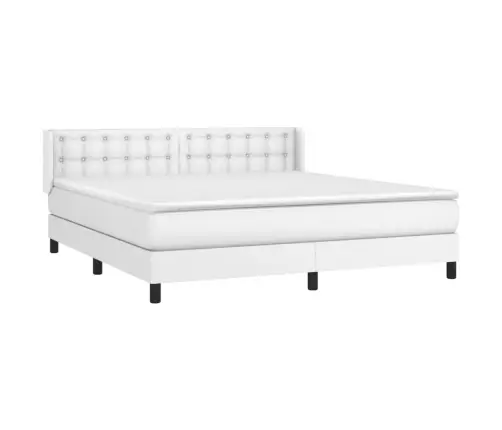 Kontinentaalvoodi Madratsiga, Valge, 160X200 cm Kunstnahk