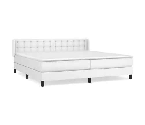 Lova Su Spyruoklėmis/Čiužiniu, Balta, 200X200cm Dirbtinė Oda