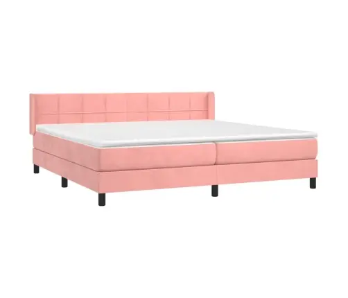 Atsperu Gulta Ar Matraci, Rozā Samts, 200X200 Cm Vidaxl