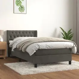 Atsperu Gulta Ar Matraci, Tumši Pelēka Samts, 100X200 Cm Vidaxl