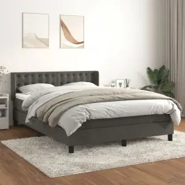 Atsperu Gulta Ar Matraci, Tumši Pelēka Samts, 140X200 Cm Vidaxl
