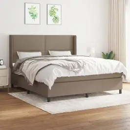 Lova Su Spyruoklėmis Ir Čiužiniu, Taupe, 180X200 cm Audinys