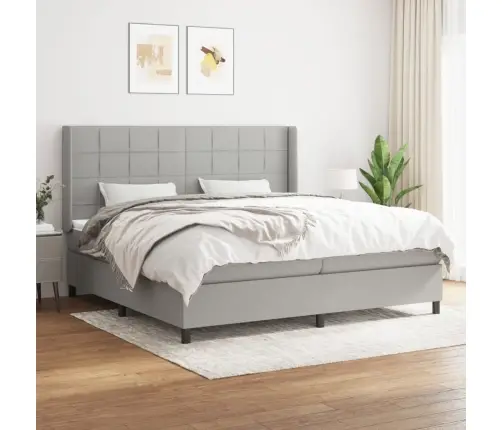 Lova Su Spyruoklėmis Ir Čiužiniu, Pilka, 200X200cm Audinys