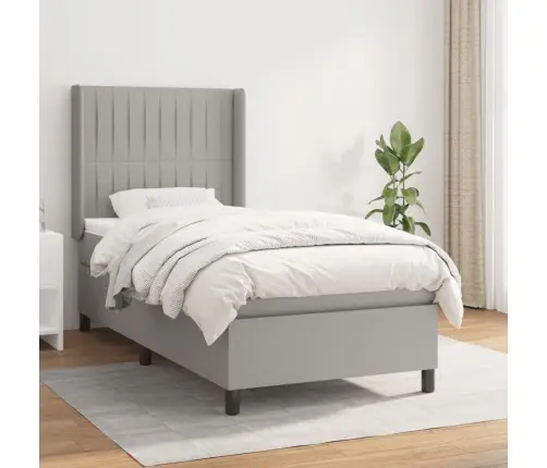 Lova Su Spyruoklėmis Ir Čiužiniu, Pilka, 90X190 cm Audinys