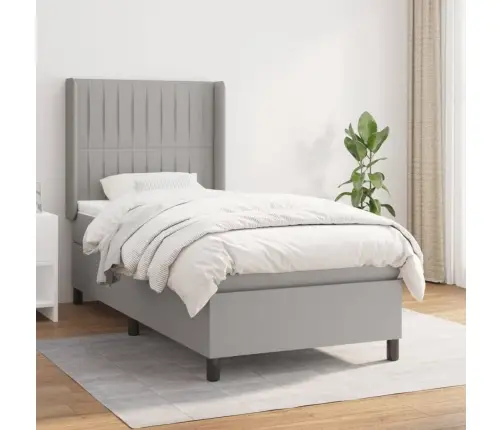 Lova Su Spyruoklėmis Ir Čiužiniu, Pilka, 90X200 cm Audinys