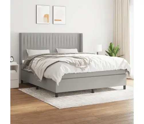 Lova Su Spyruoklėmis Ir Čiužiniu, Pilka, 180X200cm Audinys