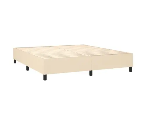 Lova Su Spyruoklėmis Ir Čiužiniu, Kreminė, 180X200 cm Audinys