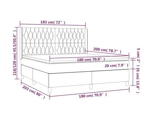 Lova Su Spyruoklėmis Ir Čiužiniu, Pilka, 180X200cm Audinys