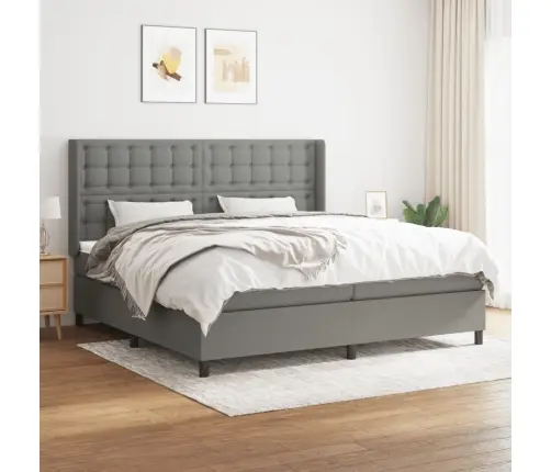 Lova Su Spyruoklėmis Ir Čiužiniu, Tamsiai Pilka, 200X200 Cm