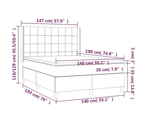 Atsperu Gulta Ar Matraci, Tumši Pelēka Audums, 140X190 Cm Vidaxl Atsperu Gulta Ar Matraci, Tumši Pelēka Audums, 140X190 Cm Vidaxl