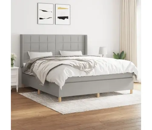 Atsperu Gulta Ar Matraci, Gaiši Pelēka Audums, 160X200 Cm Vidaxl