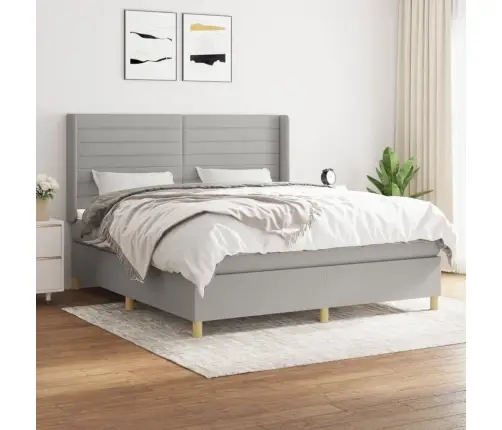 Lova Su Spyruoklėmis Ir Čiužiniu, Pilka, 180X200cm Audinys