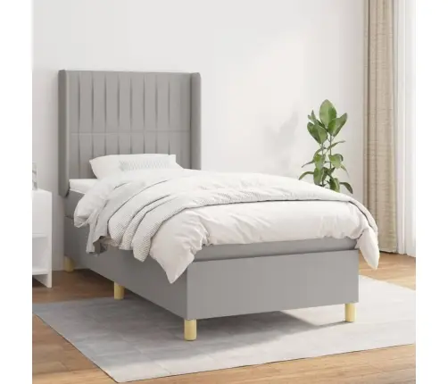 Atsperu Gultas Rāmis Ar Matraci, Gaiši Pelēka Audums, 80X200 Cm Vidaxl