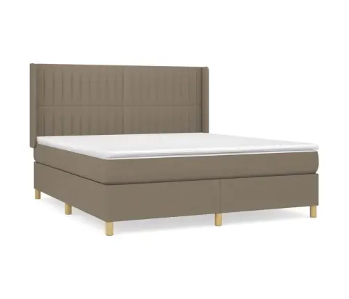 Lova Su Spyruoklėmis Ir Čiužiniu, Taupe, 160X200 cm Audinys