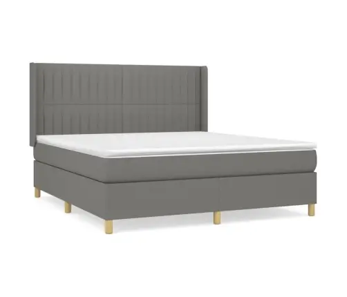 Atsperu Gulta Ar Matraci, Tumši Pelēks, 180X200 Cm, Audums Vidaxl