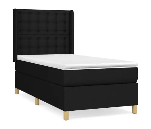 Atsperu Gulta Ar Matraci, Melna, 90X190 Cm, Audums Vidaxl Atsperu Gulta Ar Matraci, Melna, 90X190 Cm, Audums Vidaxl