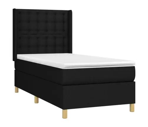 Atsperu Gulta Ar Matraci, Melna, 90X190 Cm, Audums Vidaxl Atsperu Gulta Ar Matraci, Melna, 90X190 Cm, Audums Vidaxl