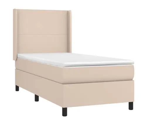 Atsperu Gulta Ar Matraci, Kapučīno, 80X200 Cm, Mākslīgā Āda Vidaxl