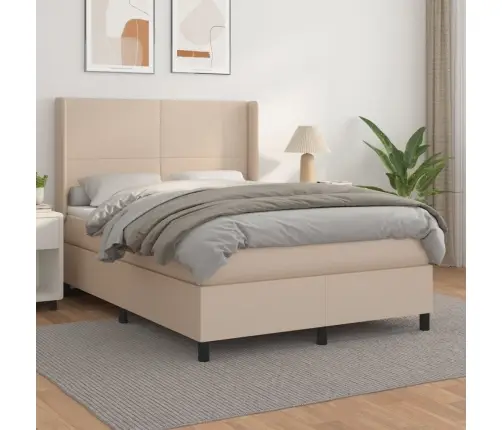 Kontinentaalvoodi Madratsiga, Cappuccino, 140X200 cm Kunstnahk