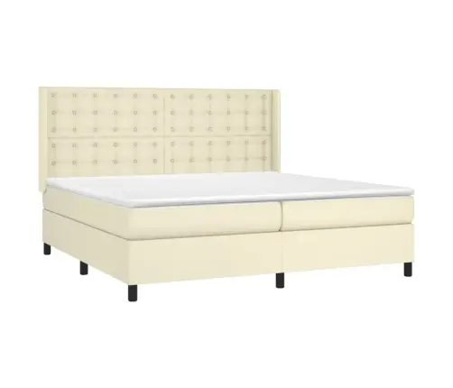 Kontinentaalvoodi Madratsiga, Kreemjas, 200X200 cm Kunstnahk