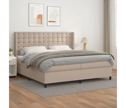 Atsperu Gulta Ar Matraci, Kapučīno, 200X200 Cm, Mākslīgā Āda Vidaxl