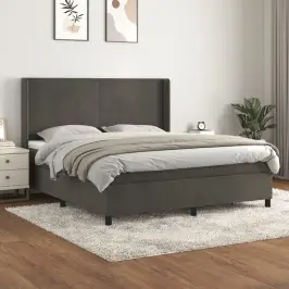 Atsperu Gulta Ar Matraci, Tumši Pelēka Samts, 160X200 Cm Vidaxl Atsperu Gulta Ar Matraci, Tumši Pelēka Samts, 160X200 Cm Vidaxl