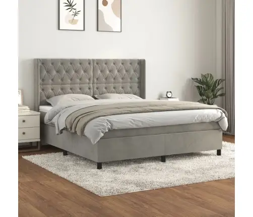 Kontinentaalvoodi Madratsiga, Helehall, 160X200 cm Samet