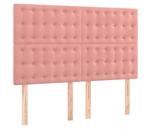 Lova Su Spyruoklėmis Ir Čiužiniu, Rožinė, 140X200 cm Aksomas