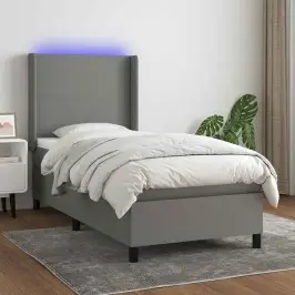Atsperu Gulta Ar Matraci, Led, Tumši Pelēks Audums, 80X200 Cm Vidaxl Atsperu Gulta Ar Matraci, Led, Tumši Pelēks Audums, 80X200 Cm Vidaxl