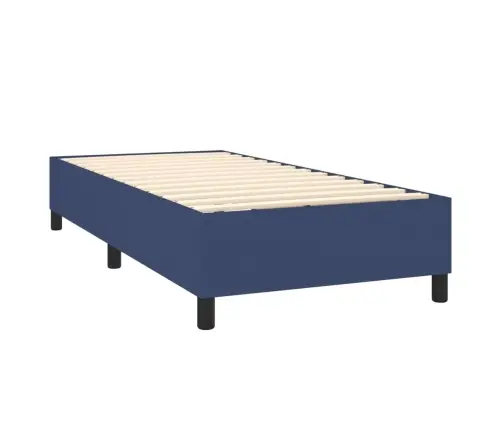 Atsperu Gulta Ar Matraci, Led, Zils Audums, 80X200 Cm Vidaxl