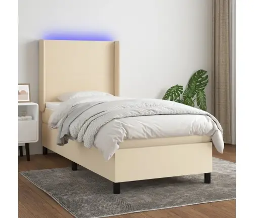 Lova Su Spyruoklėmis/Čiužiniu/Led, Kreminė, 90X190 cm Audinys