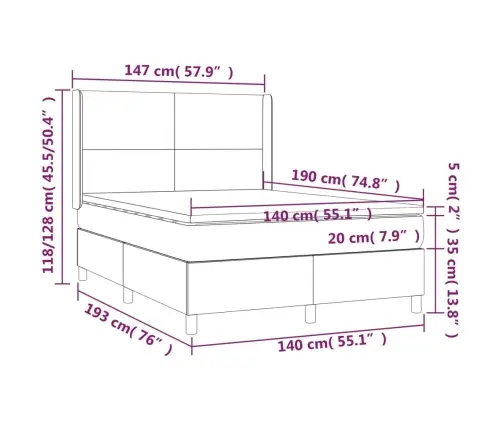 Kontinentaalvoodi Madrats Ja Led, Must, 140X190 cm Kangas