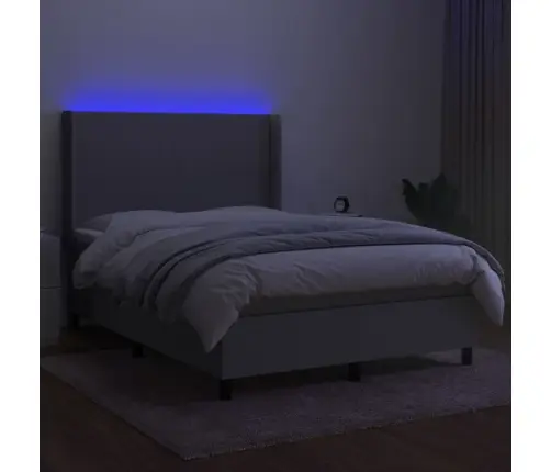 Atsperu Gulta Ar Matraci, Led, Gaiši Pelēks Audums, 140X200 Cm Vidaxl Atsperu Gulta Ar Matraci, Led, Gaiši Pelēks Audums, 140X200 Cm Vidaxl