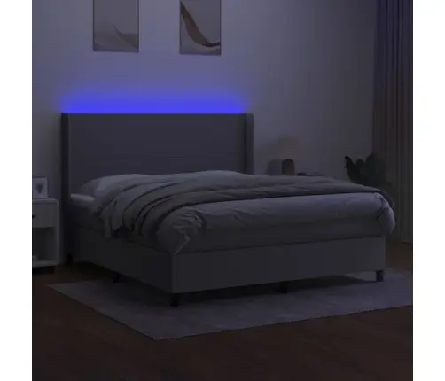 Atsperu Gulta Ar Matraci, Led, Gaiši Pelēks Audums, 180X200 Cm Vidaxl