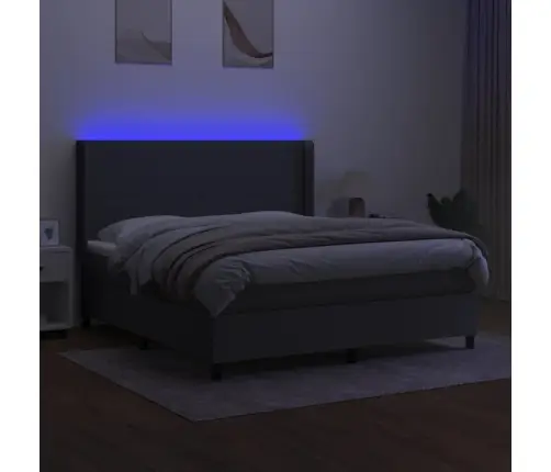 Kontinentaalvoodi Madrats Ja Led, Tumehall, 180X200 cm Kangas Kontinentaalvoodi Madrats Ja Led, Tumehall, 180X200 cm Kangas