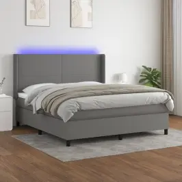 Kontinentaalvoodi Madrats Ja Led, Tumehall, 180X200 cm Kangas Kontinentaalvoodi Madrats Ja Led, Tumehall, 180X200 cm Kangas