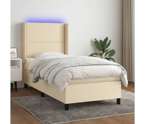 Lova Su Spyruoklėmis/Čiužiniu/Led, Kreminė, 100X200 cm Audinys