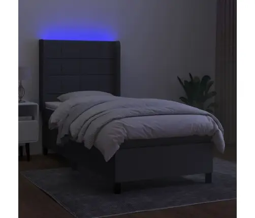 Atsperu Gulta Ar Matraci, Led, Tumši Pelēks Audums, 90X190 Cm Vidaxl