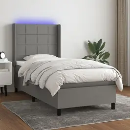 Atsperu Gulta Ar Matraci, Led, Tumši Pelēks Audums, 90X190 Cm Vidaxl