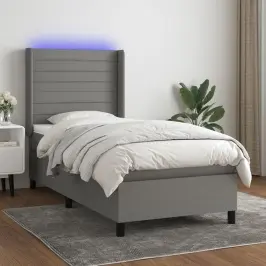 Atsperu Gulta Ar Matraci, Led, Tumši Pelēks Audums, 90X190 Cm Vidaxl Atsperu Gulta Ar Matraci, Led, Tumši Pelēks Audums, 90X190 Cm Vidaxl