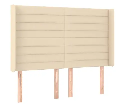 Atsperu Gulta Ar Matraci, Led, Krēmkrāsas Audums, 140X200 Cm Vidaxl